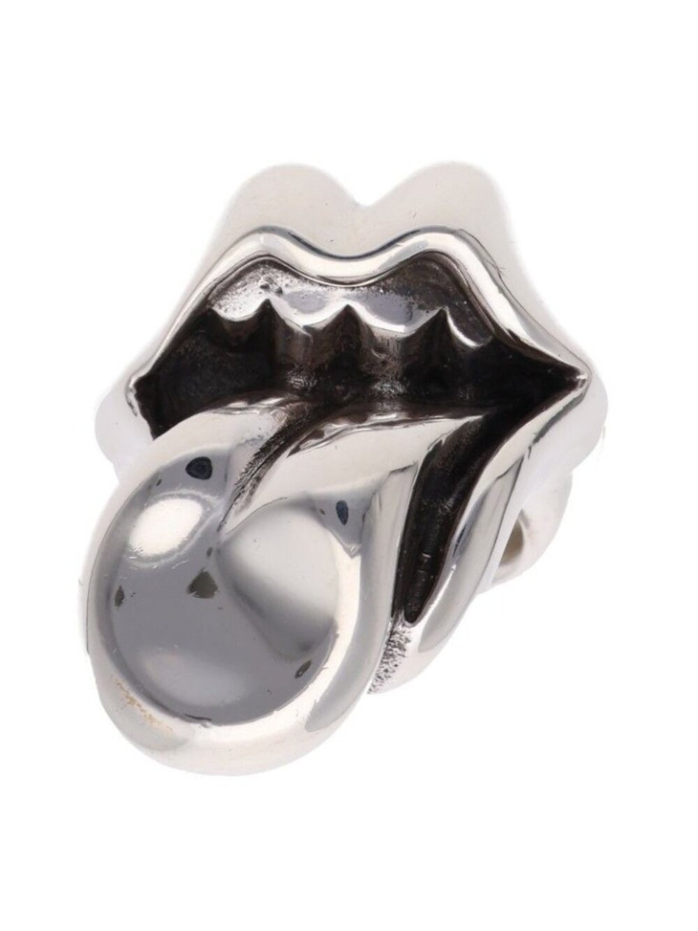 Chrome Hearts Lip Tongue Lg Lip and Tan Large Silver Ring